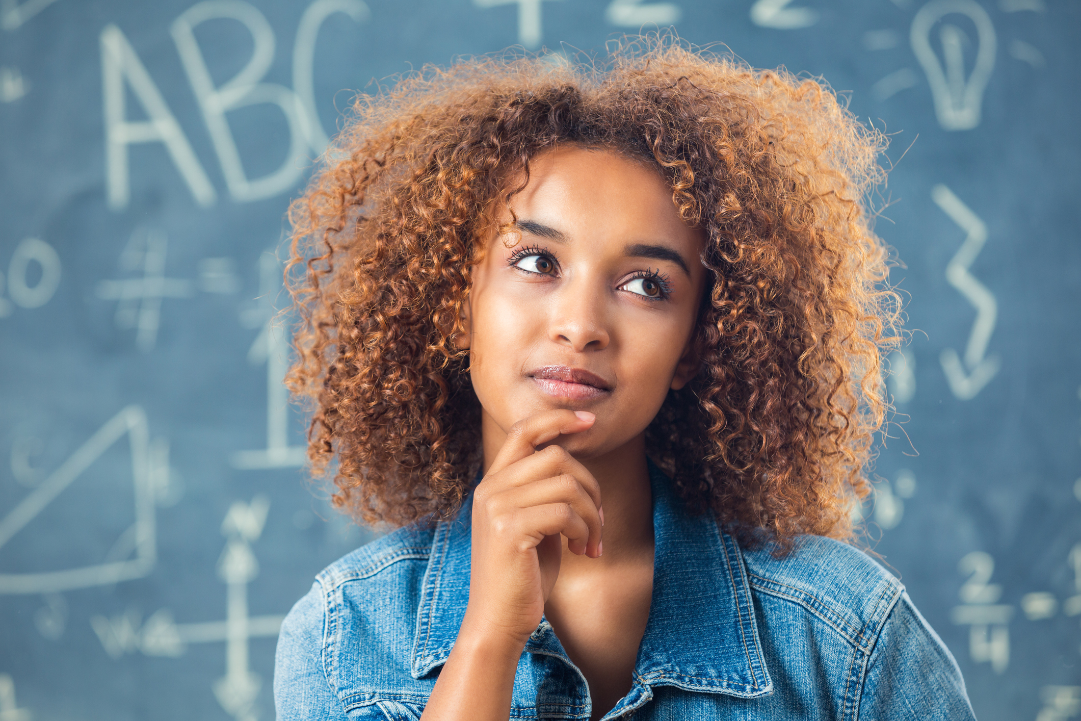 Teen thinking about math