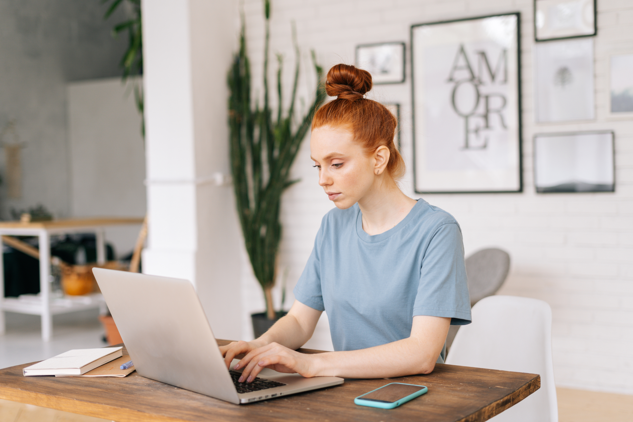 Woman working from home