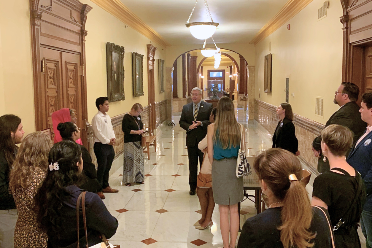 New Jersey State Policy Lab Interns Tour Statehouse with Assemblyman Dan Benson