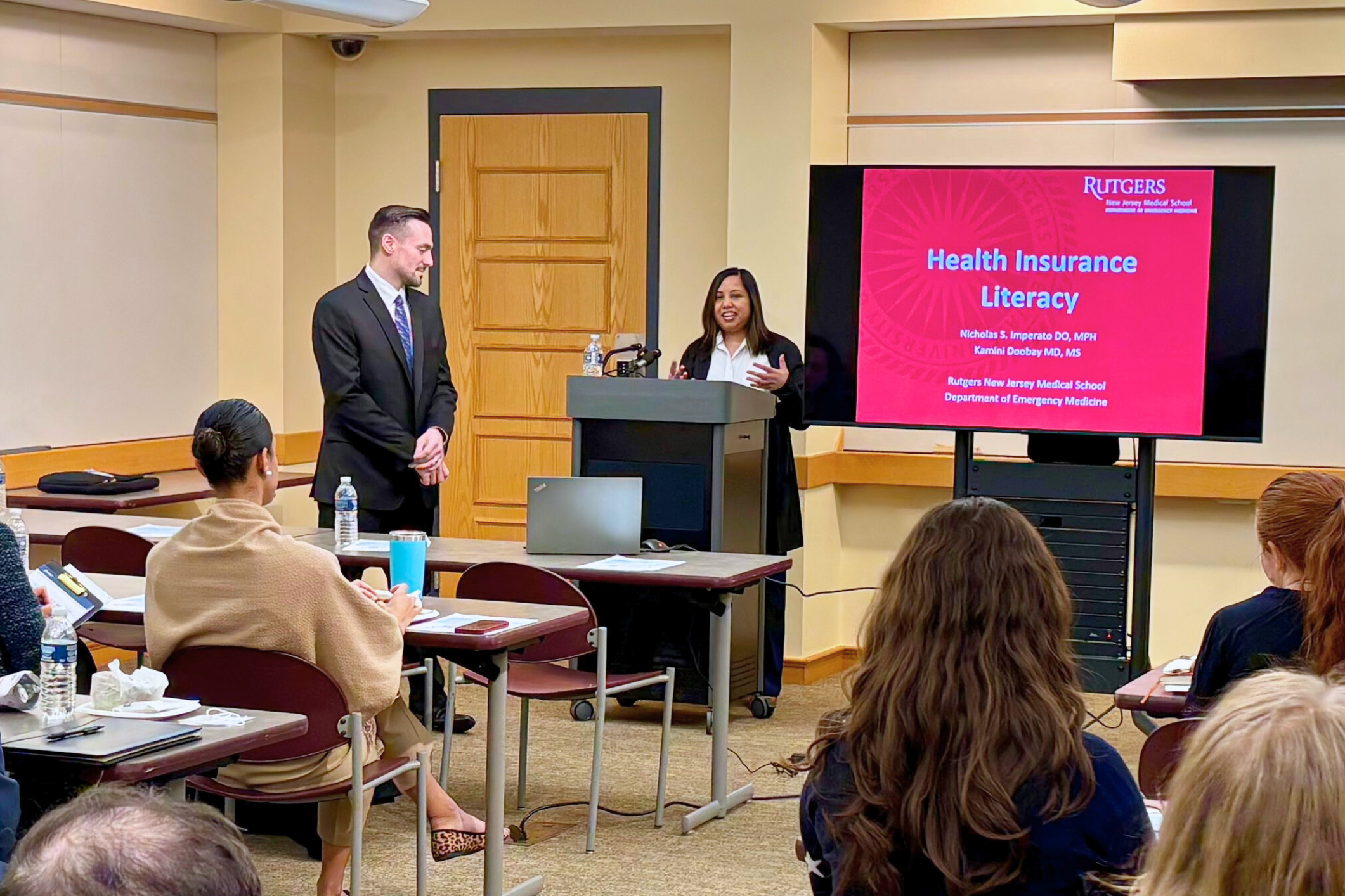 Drs. Nicholas Imperato and Kamini Doobay at the Policy in Practice Seminar