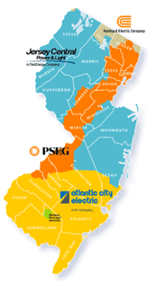 Map of New Jersey's Electric Utility Regions