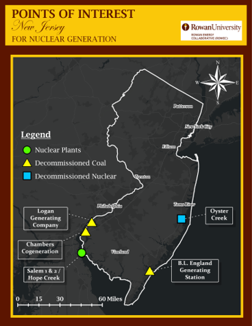 New Jersey operating and retired coal and nuclear power plants